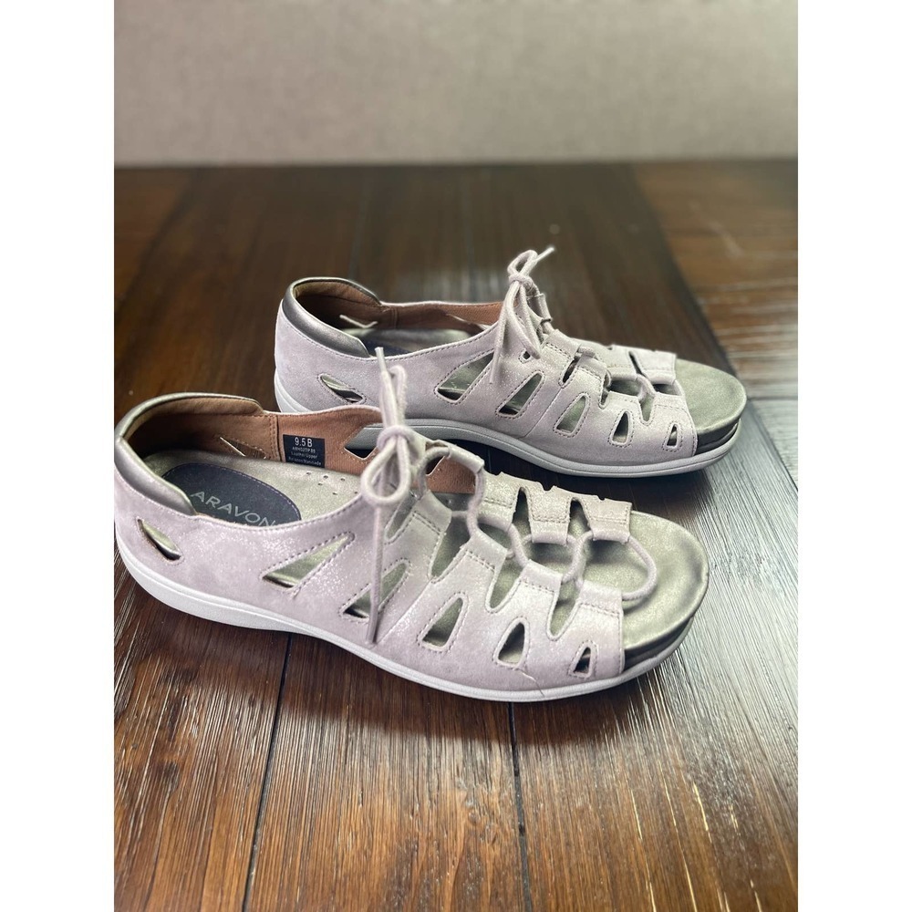 Aravon Bromly Ghillie Leather Open Toe Sandal Shoes Size 9.5 B - Picture 3 of 7